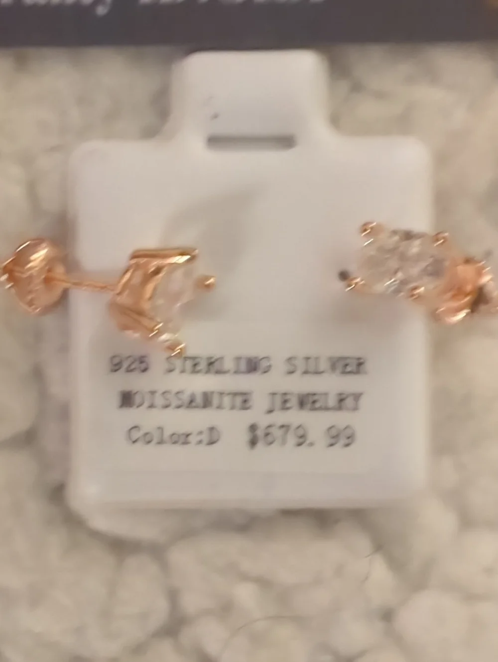 Sterling Silver Moissanite Rose Gold Stud Earrings